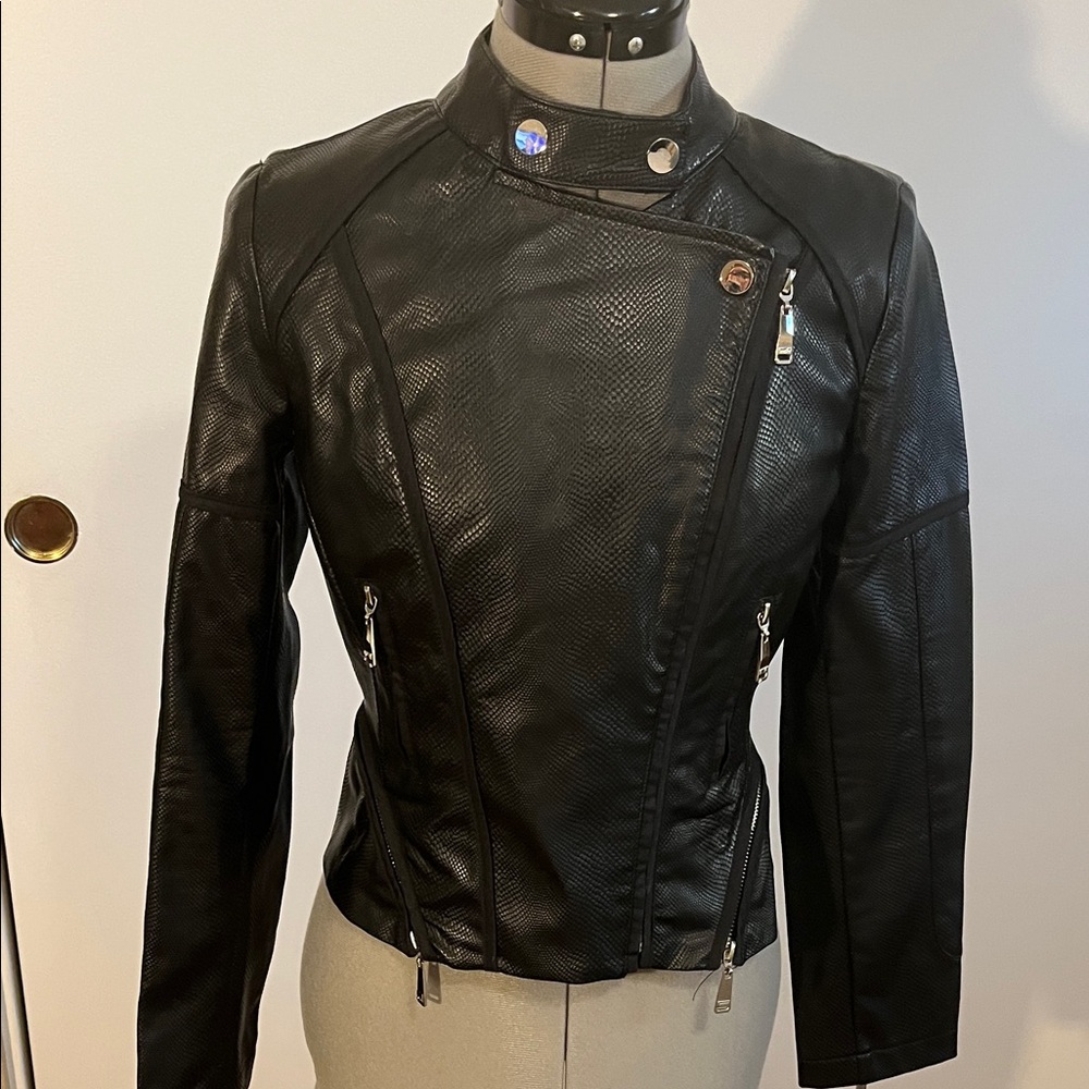 Black Women's Faux Leather Jacket